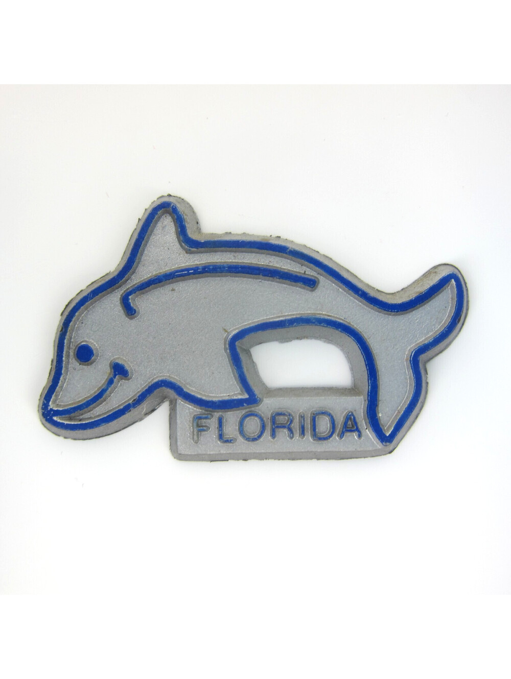 Vintage Florida Refrigerator Magnet Dolphin Gray & Blue Travel Souvenir 1980s